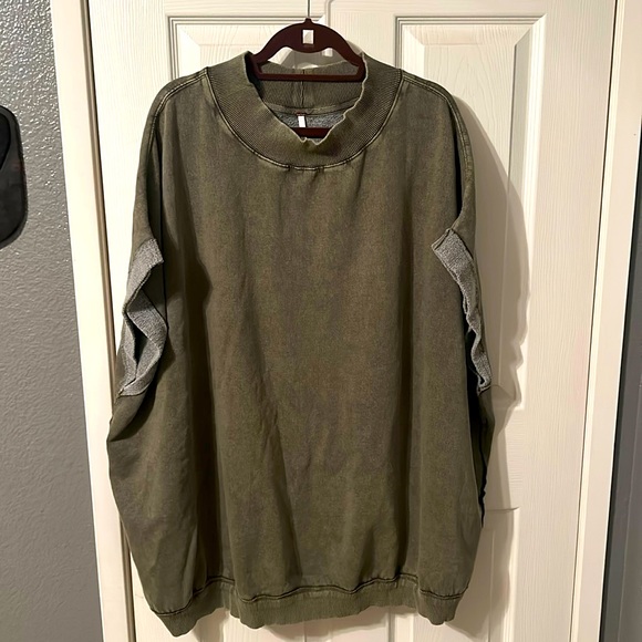 Olive green oversizeded sweater Free People size large - Picture 1 of 11